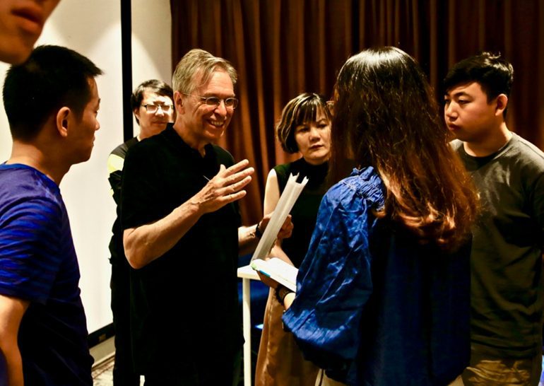 Peter Markham teaching film students