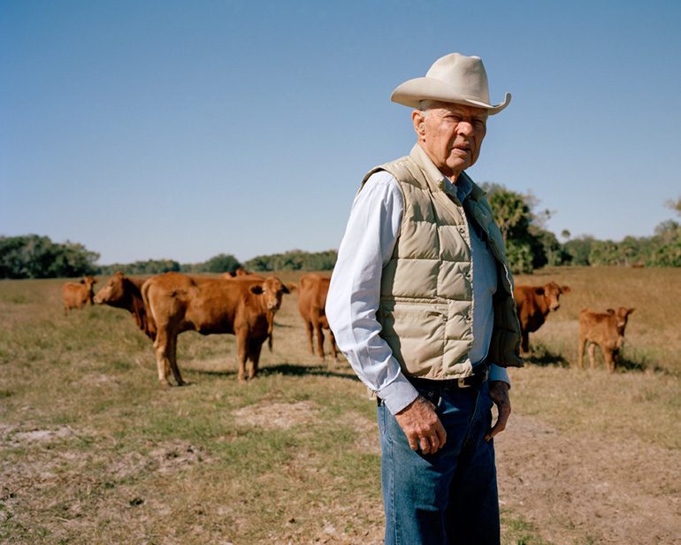 Photo by Michelle Bogre. Bud Adams, 4th-generation cattle rancher, Ft. Pierce, FL.