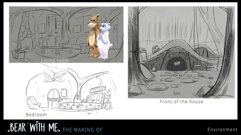 Drawings, Environment, Animation Short Film, "Bear With Me"