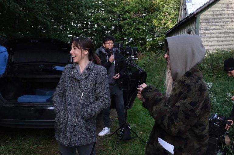 Sara Sue Vallee on the set of an independent film