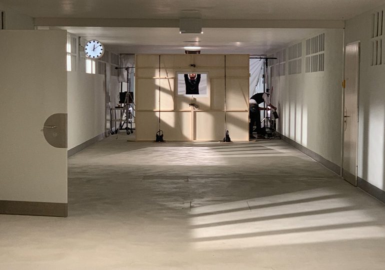 Building the set for a scene in the experimental film, "Out of Ordinary"