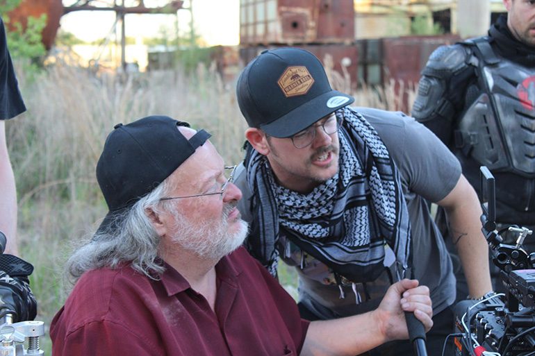 Brad Rushing, csc with director Shaun Piccinino on the set of "Salvage Marines."