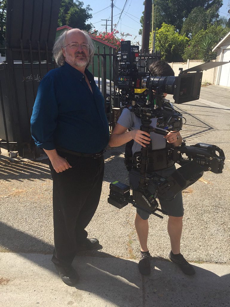 Brad Rushing, csc and Steadicam Operator Timber Hoy on the set of "[in]visible."