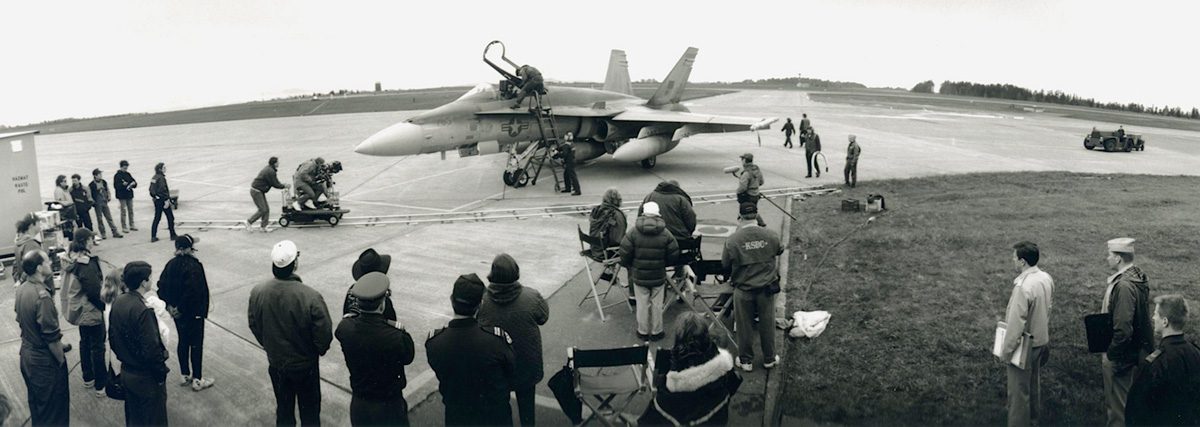 "She Stood Alone: The Tailhook Scandal", TV film, Directed by Larry Shaw ABC. F-16 fighter jet with crew at work.