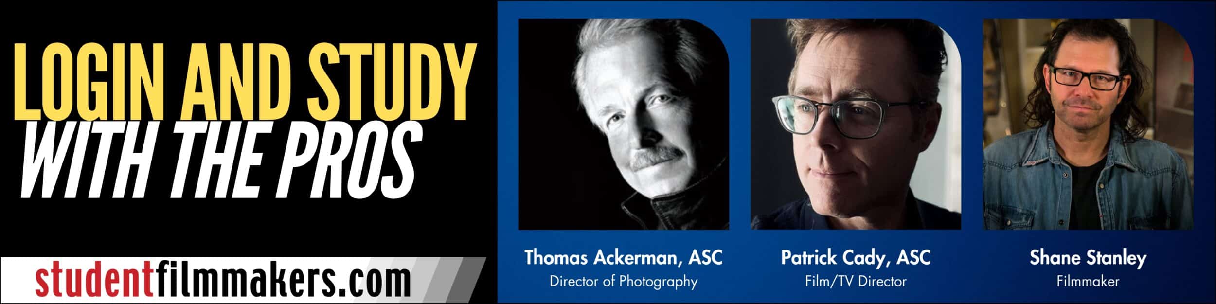 StudentFilmmakers.com Live Filmmaking Webinars. Login and Study with the Pros!