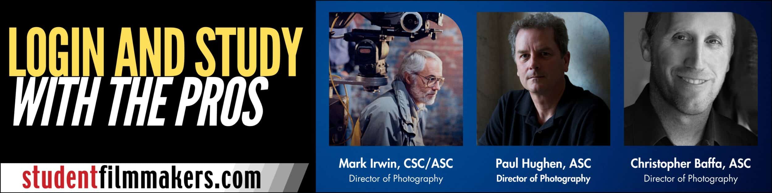 StudentFilmmakers.com Live Filmmaking Webinars. Login and Study with the Pros!