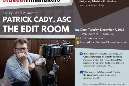 REGISTER FREE NOW | Live Webinar with Film/TV Director Patrick Cady, ASC: “The Edit Room”